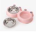thumbnail image 3 of Cuencos de acero inoxidable para mascotas, cuencos dobles para comida y agua para perros, gatos y conejos, comedero antideslizante para mascotas con modelo bonito, 2 uds., 3 of 5