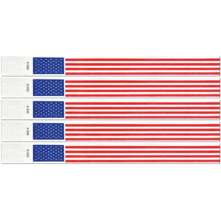 Tyvek Event Wristbands - Patriotic Tyvek Wristbands (Pack of 6)