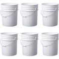 thumbnail image 1 of 5 Gallon Bucket, 6 pcs Pack, Food Safe, Free BPA, White, Durable, Lid not Included, Great Value in Bulk Pack. The Best Price at Market on 5 Gallon Buckets. Comfortable Handle, Heavy Duty, 1 of 2