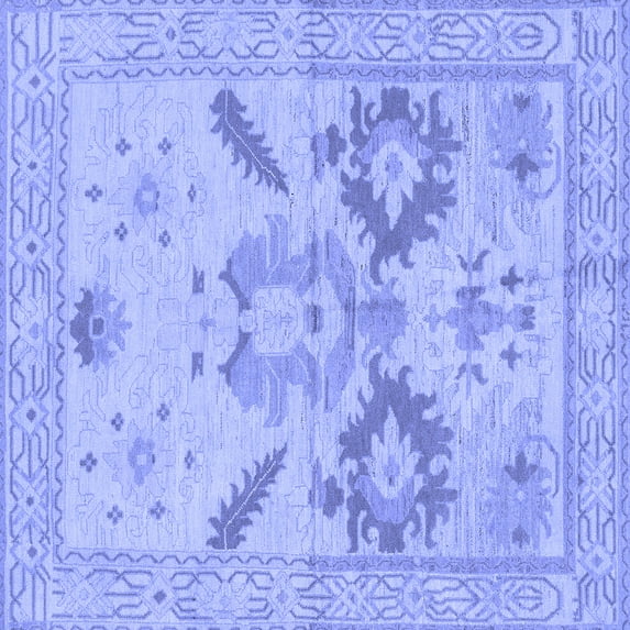 Ahgly Company Machine Washable Indoor Square Oriental Blue Traditional Area Rugs, 7' Square
