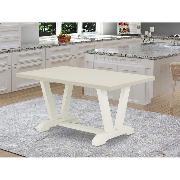 VT026 - Dining Table with Linen White Top and Wirebrushed Linen White Leg