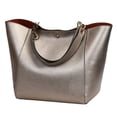 thumbnail image 2 of Bolso de mano clásico de cuero PU para mujer, bolsa de mano de gran capacidad, con asa superior, 2 piezas, 2 of 6
