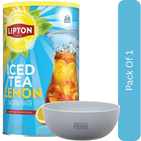 Lipton Lemon Sweetened Iced Tea Mix, 89.8 oz. with white bowl by OMA