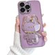 thumbnail image 1 of Funda para iPhone 13 con adorable conejito y soporte oculto, de TPU suave, a prueba de golpes, con espejo 3D y protección para cámara, para mujeres y niñas, color morado, 1 of 8
