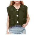 thumbnail image 2 of Womens Vest Top for Fall Fashion Sleeveless Sweater Trendy Must Haves Women's Sleeveless Knit Cardigan Vest With Pockets And Buttons Solid Color Short Style, 2 of 8