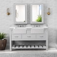 thumbnail image 2 of RoomAndLoft Austin 60" Wood Bathroom Vanity in White - Carrara Marble & 2 Basin, 2 of 4