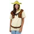 thumbnail image 3 of DreamWorks Shrek Adult Men or Women Cosplay Hooded T-Shirt Green Beige, 3 of 4