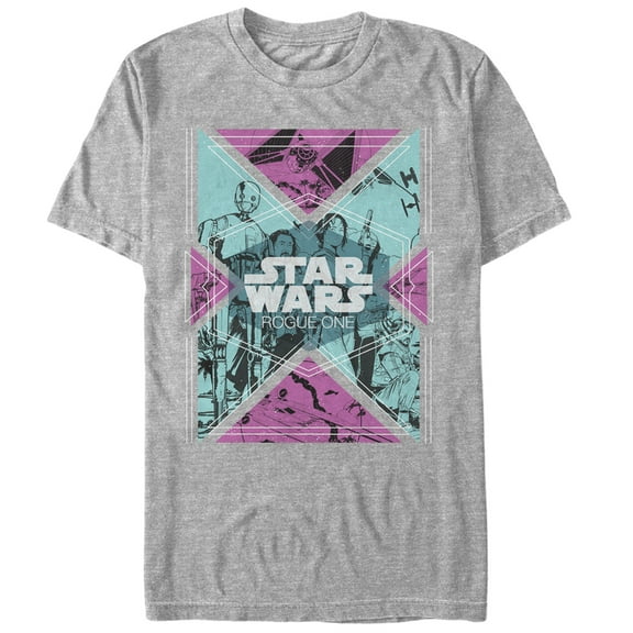 Men's Star Wars Rogue One Retro Rebel Geometric Print Graphic Tee Athletic Heather 3X Large