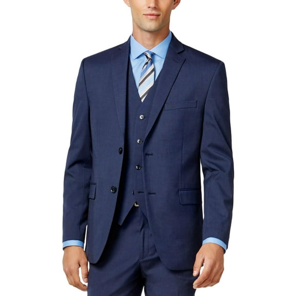Alfani Mens Slim Fit Notch Lapel Two-Button Blazer Blue 46R