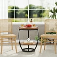 thumbnail image 7 of Condemo Round End Table with Storage Shelf, 2-Tier Industrial Side Table for Living Room or Bedroom, Brown & Black, 7 of 7