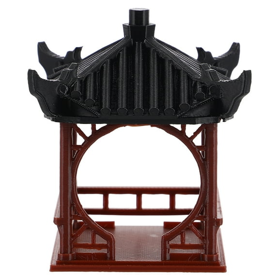 KONTONTY Brown Resin Bonsai Pavilion Ornament for Aquarium and Terrarium Decoration