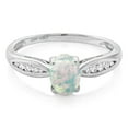 thumbnail image 2 of Gem Stone King 0.70 Ct Cabochon White Simulated Opal and Diamond in 10K White Gold Engagement Ring, 2 of 4