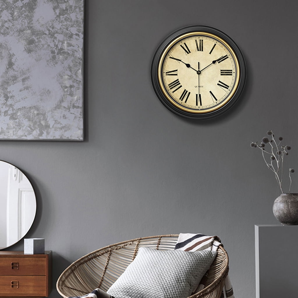 CIYISON Wall Clock 12'' Stylish Non Ticking Clocks Easy to Read Roman/Arabic Numerals