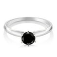 thumbnail image 2 of Gem Stone King 18K White Gold Black Diamond Engagement Solitaire Ring for Women (0.55 Cttw, Round 5MM, Gemstone April Birthstone, Size 5), 2 of 4