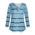 thumbnail image 5 of Giftesty Womens Shirts Women Daily Striped Printed V-Neck Pullover Long Sleeved Casual Button Up Top, 5 of 5