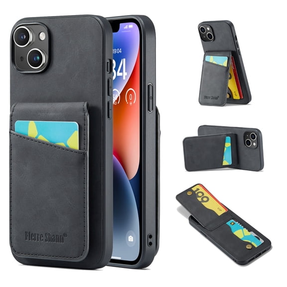 Compatible with Apple iPhone 15 Case Wallet with Credit Card Holder, Flip Premium PU Leather Magnetic Clasp Kickstand Heavy Duty Protective Cover for iPhone 15 6.1 Inch, Black