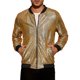 thumbnail image 1 of Chaquetas Varsity Holográficas INSPIRE CHIC para hombres, chaquetas bomber metálicas brillantes con cierre completo, M dorado, 1 of 6