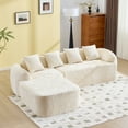 thumbnail image 4 of Modern L-Shaped Sectional Sofa with 4 Pillows, Chenille Fabric Cloud Couch with High-Elastic Sponge, No Assembly Required for Living Room Apartment, Beige, 4 of 7