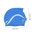 thumbnail image 4 of Gorro de natación de silicona impermeable en forma de delfín azul, 1 pieza, 4 of 5
