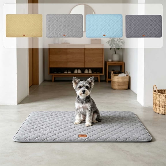 Large Dog Crate Pad, Soft Washable Kennel Mat, Antiskid Thin Pet Bed Cushion for Medium Large Dogs, Gray, 36 x 24 Inch