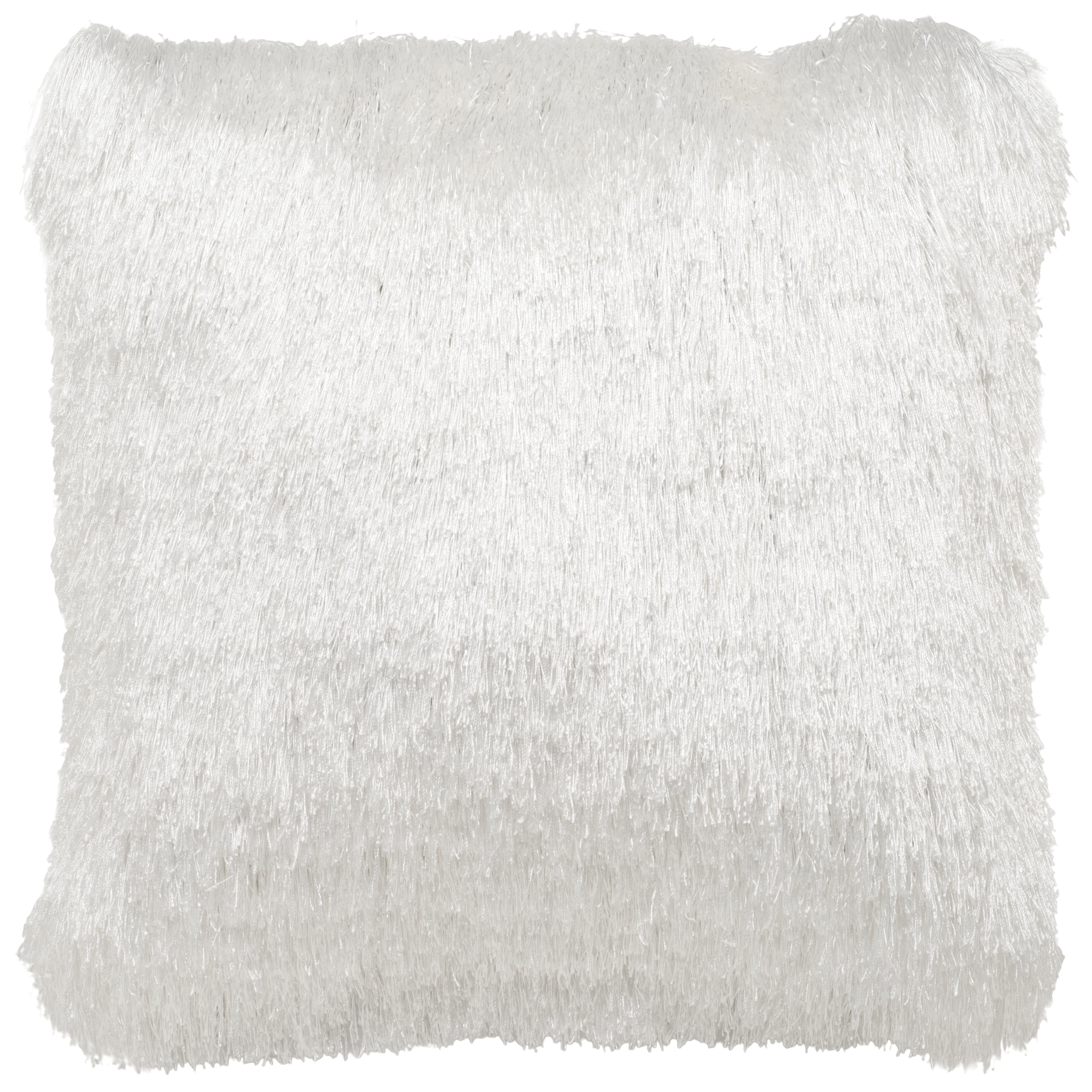 SAFAVIEH Indoor/Outdoor Solid with Shag Pillow, 20" x 20", Pearl