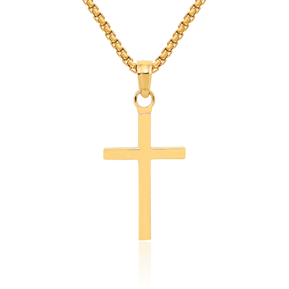 10K Solid Yellow Gold Latin Mexican Holy Cross Necklace Religious Chain Pendant Jesus Christ Charm