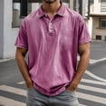 thumbnail image 2 of Adult Polo Shirt Men Short Sleeve Button Tee Shirts Basic Pink Golf Tops, 2 of 4