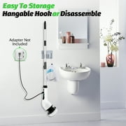 Electric Spin Scrubber Cordless, 25W 500RPM Power Scrubber, 9 Replaceable Heads for Shower Tile Grout, Waterproof Scrub Brush with Extension Handle, Dual-Speed Bathroom Kitchen Floor Cleaner