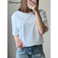 thumbnail image 3 of Women T Shirt Cotton 100℅ Summer Basic Tee Short Sleeve Tops Loose Tshirts 2024 Casual Women‘s White Basic T Shirts For Women, 3 of 7