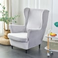 thumbnail image 5 of Eurhowing 2-Piece Stretch Wingback Chair Covers, Non-Slip Velvet Chair Slipcovers with Cushion Cover, Soft Wingchair Protector for Living Room, Light Gray, 5 of 10