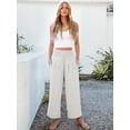 thumbnail image 6 of ANRABESS Womens Pants Wide Leg High Waisted Palazzo Pants Summer Flowy Beach Lounge Casual Trousers with Pockets White X-Large, 6 of 8