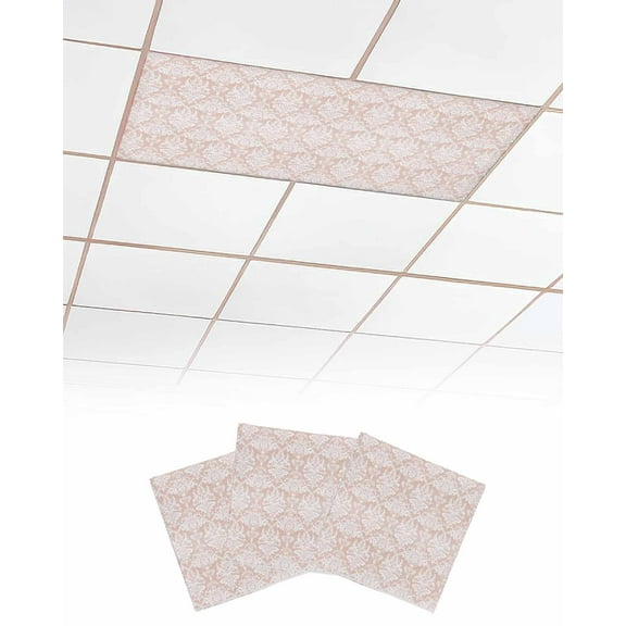Fluorescent Light Covers for Ceiling Lights 3 Pack, Ethnic Boho Magnetic Ceiling Light Covers 2x4ft for Classroom Office School, Vintage Mexican Flowers Southwestern Overhead Drop Ceiling Light Shade