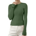thumbnail image 3 of Women's Ribbed Knit Pullover Sweater, Slim Fit Soft Round Neck Top for Fall Winter, Comfortable Stretchy Casual Daily Wear, Versatile Layering Piece for Various Occasions Blackish Green XL, 3 of 8