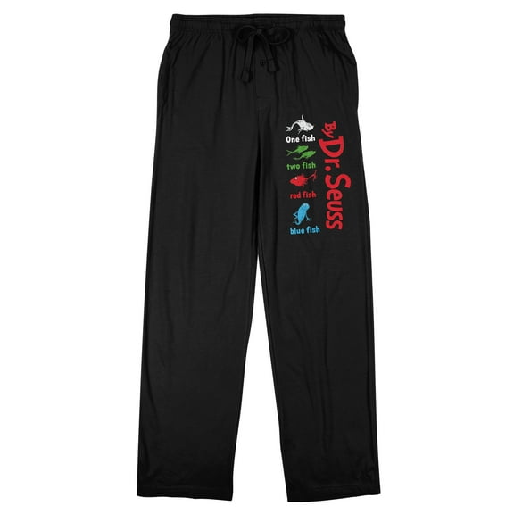 Dr Seuss One Fish Two Fish Black Sleep Pajama Pants- Large