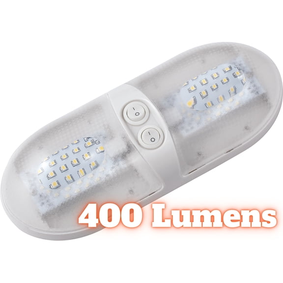 Gold Stars LED RV Ceiling Double Dome Light, Natural White, 400 Lumens