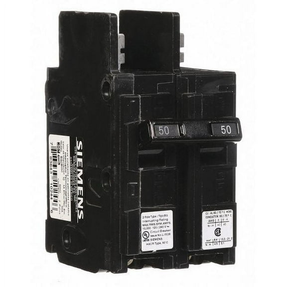 Siemens Circuit Breaker,50A,Bolt On,120/240V,2P BQ2B050