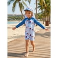 thumbnail image 6 of BemeyourBBs Kids Toddler Baby Boy 4th of July Swimsuit with Sun Hat Independent Day One Piece Swimsuit Infant Boy Bathing Suit Long Sleeve Rash Guard American Flag Popsicle Swimwear Summer Beachwear, 6 of 9