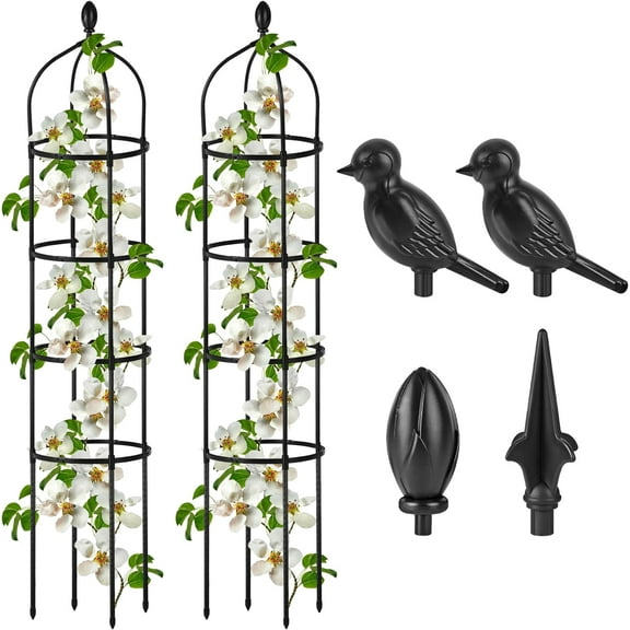 2 Pcs Garden Obelisk Trellis for Climbing Plants Outdoor 6 Ft Rose Bush Round Trellis for Pots Rustproof Metal Plant Flower Trellises for Clematis Vine Jasmine Support Outdoor Indoor