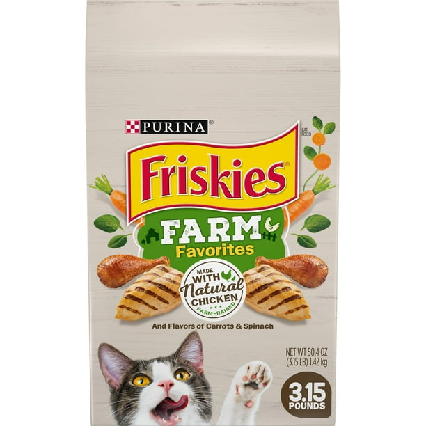 Friskies Dry Cat Food, Farm Favorites With Chicken, 3.15 lb. Bag