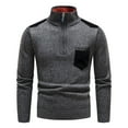 thumbnail image 2 of Men's Half Zip Pullover Knitted Regular Fit Sweater with Soft Brushed Flannel Lining,Mens Quarter Zip Up Sweater Pullover Polo Tops, 2 of 6