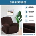 thumbnail image 5 of PrimeBeau Luxurious Soft Velvet Recliner Slipcover with Footrest, Brown, 5 of 6