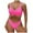 Hot Pink, variant on ZQGJB Women's Ribbed Bikini Sets Scoop Neck Cheeky Swimsuit High Waist Textured Two Piece Two Piece Criss Cross with Double Sapghetti Thong Bathing Suit Beach Swimwear(Black,M)
