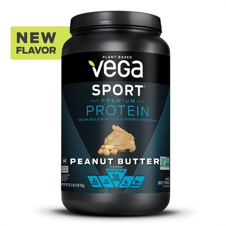 Vega Sport Premium Plant Protein Powder  Peanut Butter  30g Protein  1.8lb  28.7oz