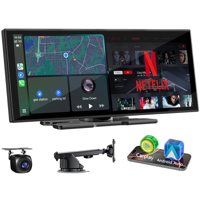 Pantalla CarPlay Accfly de 11" con cámara de reversa HD inalámbrica