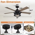 thumbnail image 6 of Parrot Uncle 52-Inch Black Industrial Ceiling Fans with Lights and Remote Caged Indoor Ceiling Fan for Bedroom, 6 of 17