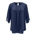 thumbnail image 4 of Women Blouses Boating Workout Shirts Long Sleeve Misses Long Sleeve Tees Womens plus Size Tops 3/ 4 Tunic Tops for Women Shirt Fitted Silk plus Size Camisoles Navy 2XL, 4 of 5