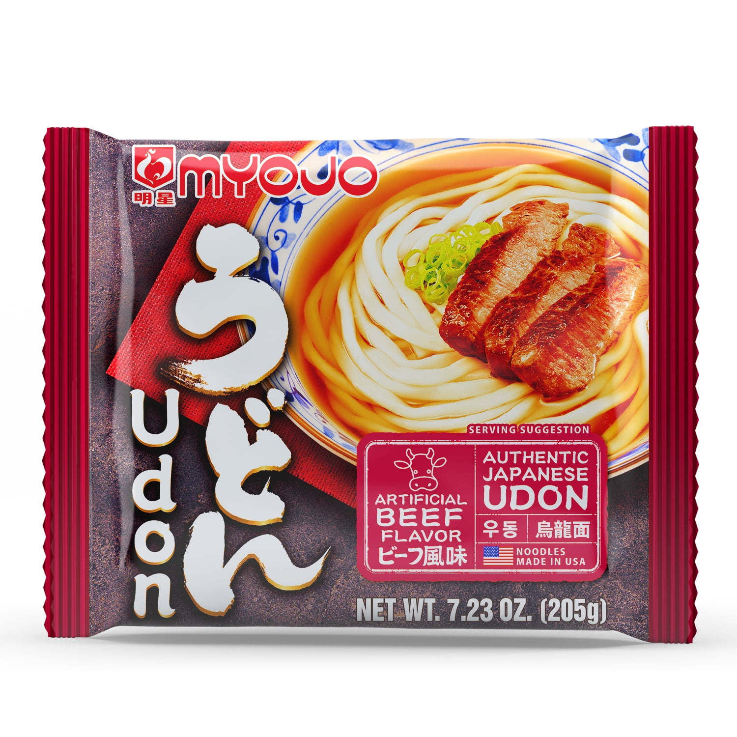Myojo Udon Japanese Style Noodles, Beef Flavor, 7.22 oz (Pack of 12