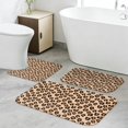 thumbnail image 4 of Brown and Beige Leopard Print Bathroom Rug Set 3 Piece,Non-Slip Bath Mat Set with U-Shaped Contour and Runner Soft Absorbent Washable, 4 of 5