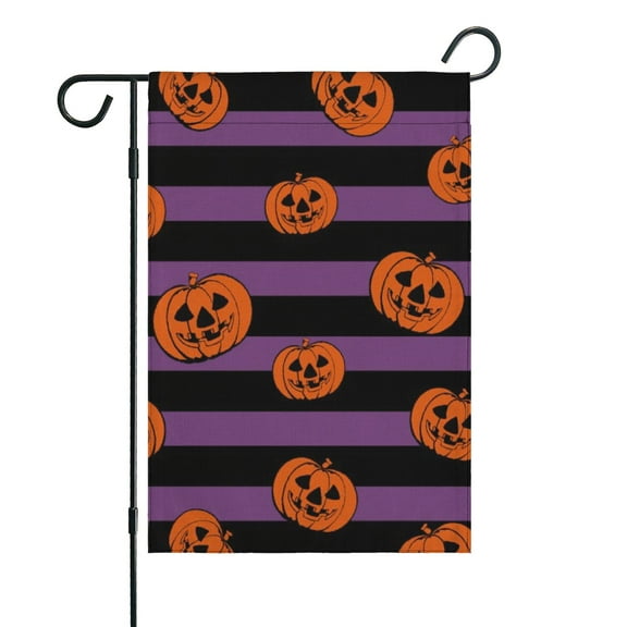 Retro Halloween Double-Sided Yard Flag with Pumpkin and Bat Pattern Outdoor Decor 12.5x18 inches Garden Flag Halloween Holiday Gift