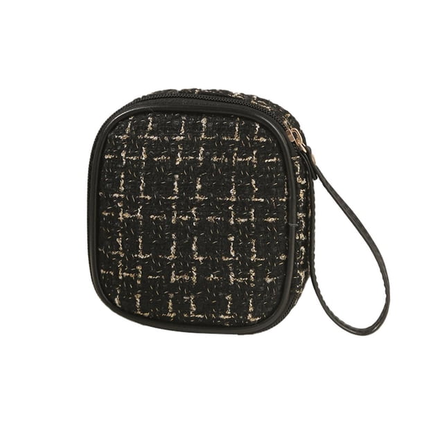 LUVCLS Bolsa de almacenamiento de toallas sanitarias a cuadros con cordón Bolsa cuadrada para pintalabios Viajes X3 р*